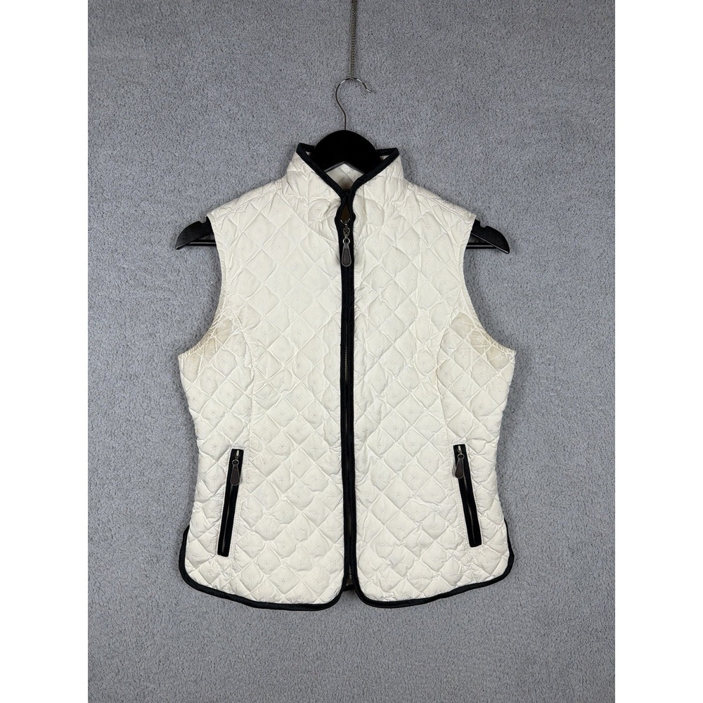Eddie Bauer Vest Womens Size S White Premium Goose Down‎ Diamond Quilted